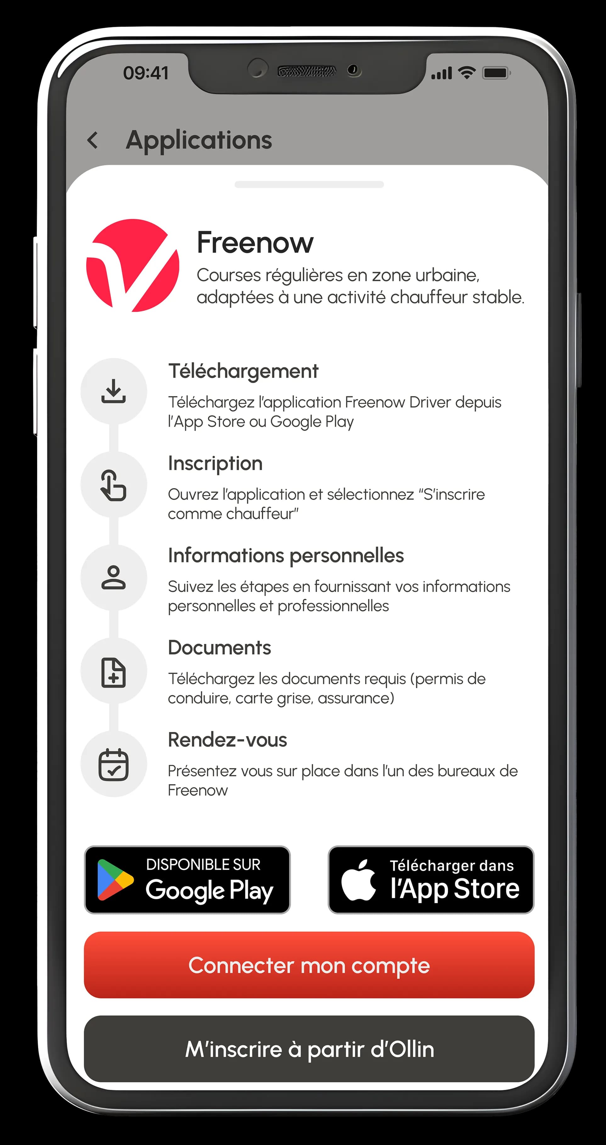 Connexion application